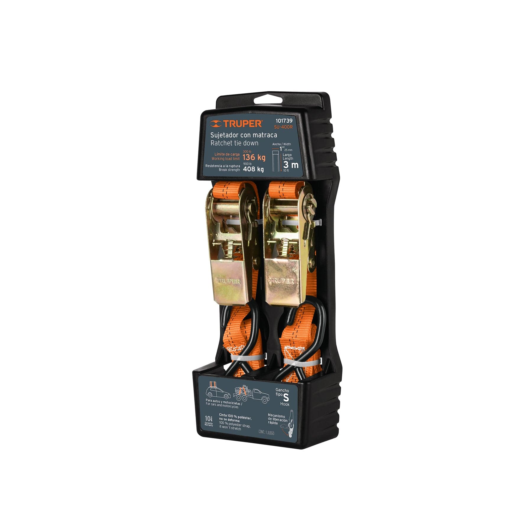 Juego de 2 Sujetadores con Matraca Truper Carga 400 Kg 101739