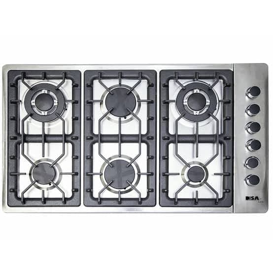 Parrilla Empotrable de Gas 6 Quemadores Acero Inoxidable PAEM-6 DISA