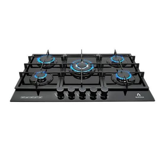 Parrilla de Gas 5 Quemadores 76cm Cristal Negro 5Q-PG-76 SUPRA miniatura 2