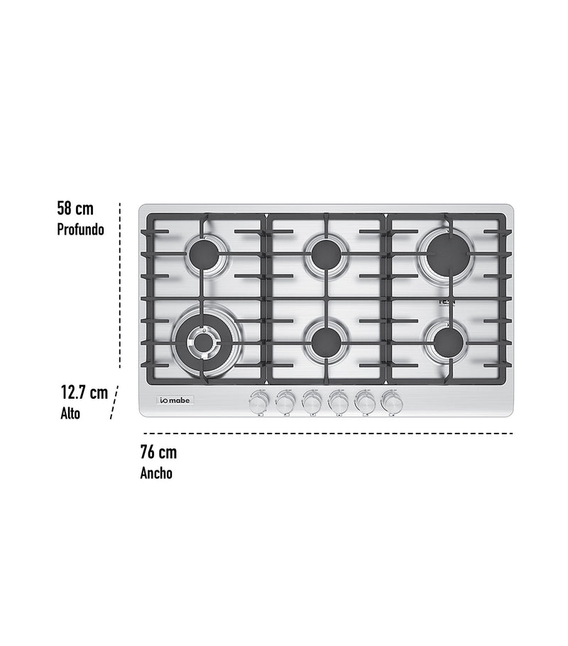 Parrilla IO Mabe 6 Quemadores 90 Cm IO96TI0